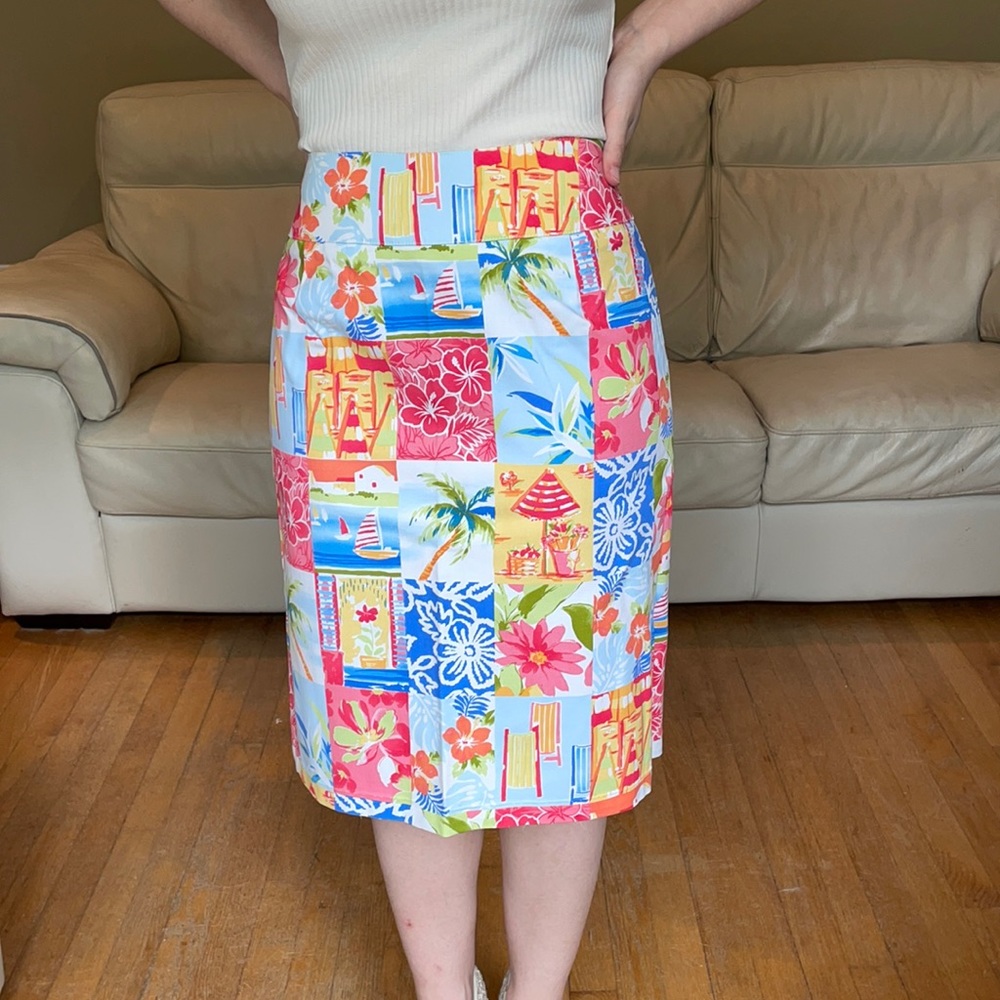 Talbots Bright Vacation Pattern Pencil Skirt - image 1
